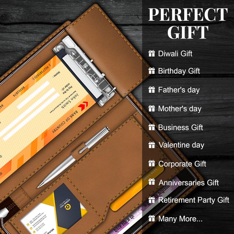 FEDUS Dual Brown Vegan Leather Expanding Handmade Multiple Cheque Book Holder for Cards, Women/Men Checkbook Wallet, Traveling Wallets, Documents Holder - Image 4