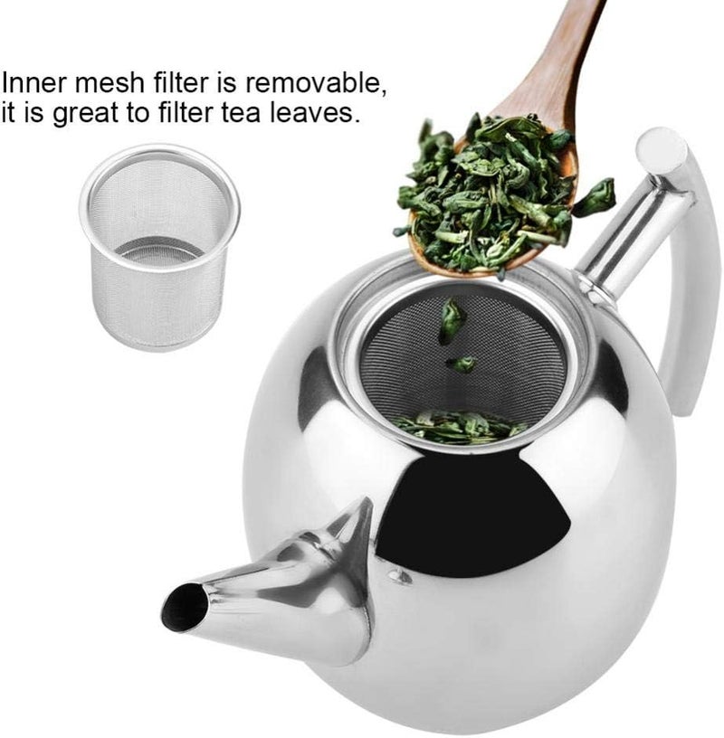 comfrt Stainless Steel tea pot, 1/1.5 Liter Teapot Coffee Pot Tea Kettle with Removable Insufer for Loose Tea(1000ML) - Image 4