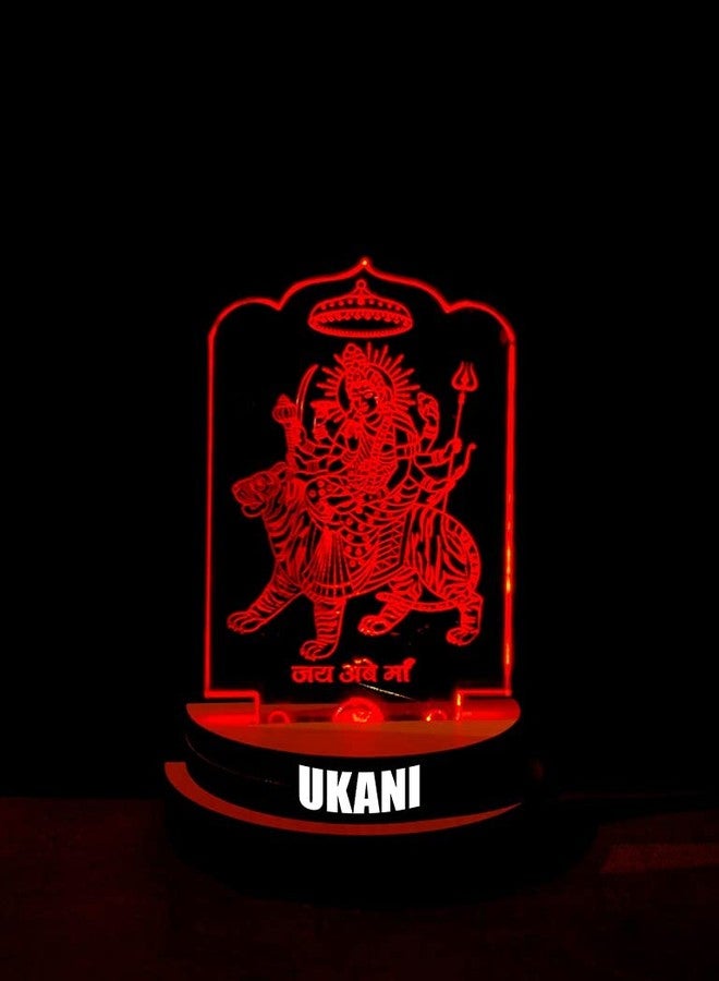 UKANI 3D Shree AMBE MAA Design USB Connected Night Lamp for Car/Office/Desktop/Gift/for Bedroom Hall Table Top 7 Color Change Light Size 3 Inch - Image 5