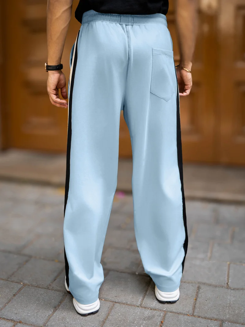 Maniac  Maniac Mens Twin Line Tape Light Grey Cotton Baggy pant for Men | Best Price UAE