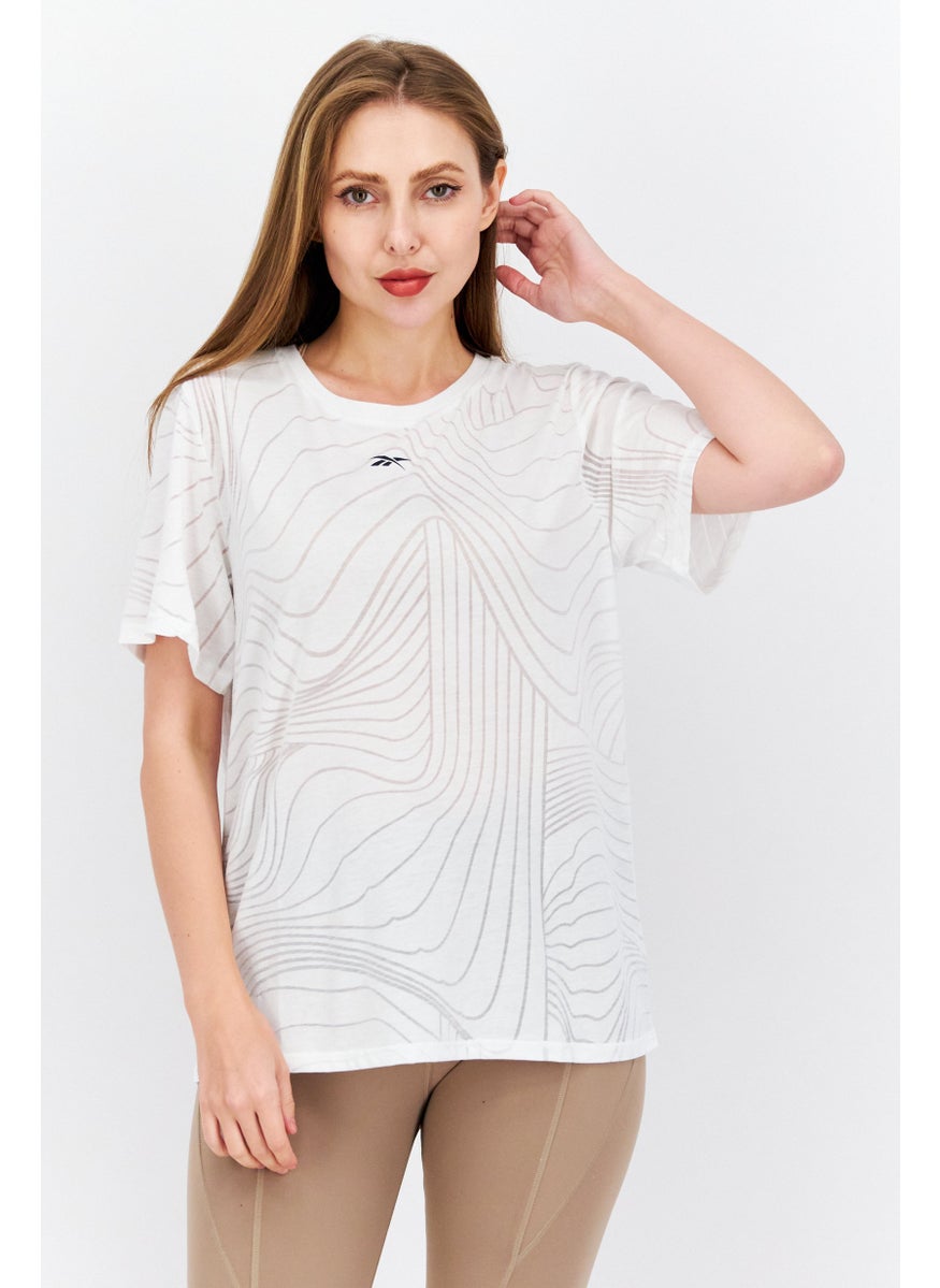 Reebok Women Sportswear Fit Short Sleeves Running T-Shirt, White  - Image 1