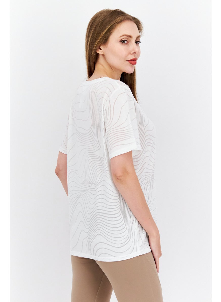 Reebok Women Sportswear Fit Short Sleeves Running T-Shirt, White  - Image 2