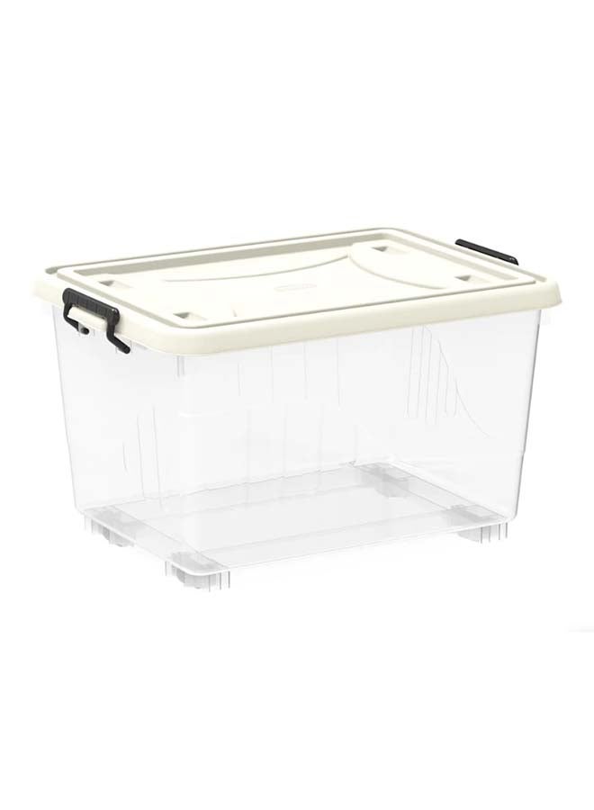 Cosmoplast 33L Clear Plastic Storage Box With Wheels & Lockable Lid (Pack Of 4) - Image 3