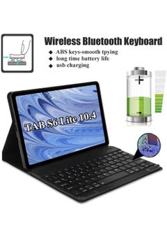 Generic Keyboard Case for Samsung Galaxy Tab S6 Lite 10.4 inch Wireless Bluetooth Keyboard with PU Leather Case Magnetic Detachable Smart Keyboard with Stand Cover for Galaxy Tab S6 Lite SM-P610 P615  - Image 2