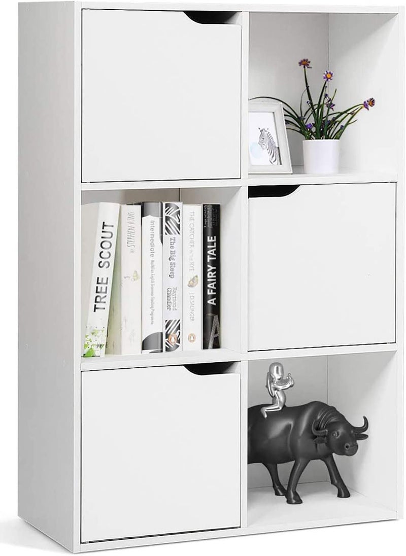 فرنتشر ستور مكتبة مودرن ، ارتفاع 105 سم - عرض 71 سم - عمق 28 سم - تصميم بسيط و مودرن ، مصنوعة من ال MDF عالي الجودة مع طبقة ملامين خارجية من اللون الأبيض المطفي، من فرنتشر ستور. - Image 4