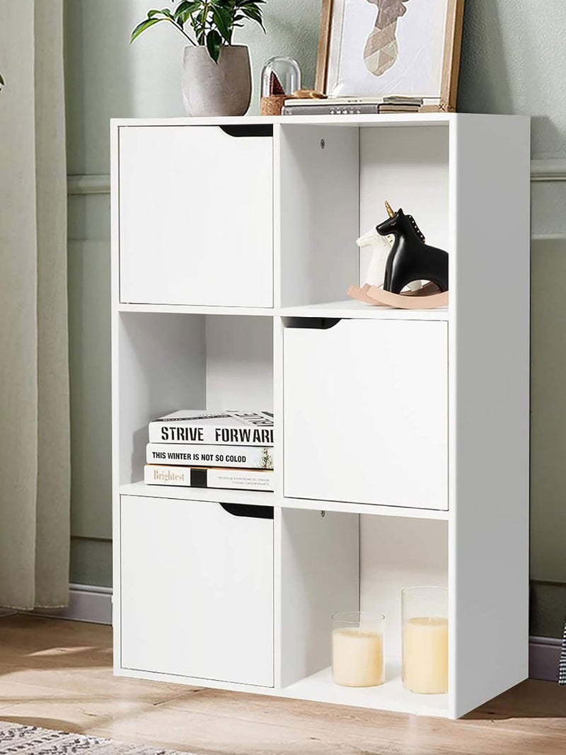 فرنتشر ستور مكتبة مودرن ، ارتفاع 105 سم - عرض 71 سم - عمق 28 سم - تصميم بسيط و مودرن ، مصنوعة من ال MDF عالي الجودة مع طبقة ملامين خارجية من اللون الأبيض المطفي، من فرنتشر ستور. - Image 1