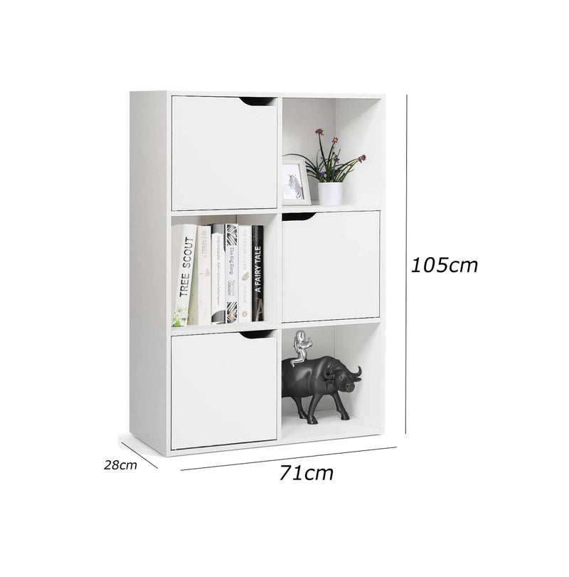 فرنتشر ستور مكتبة مودرن ، ارتفاع 105 سم - عرض 71 سم - عمق 28 سم - تصميم بسيط و مودرن ، مصنوعة من ال MDF عالي الجودة مع طبقة ملامين خارجية من اللون الأبيض المطفي، من فرنتشر ستور. - Image 5