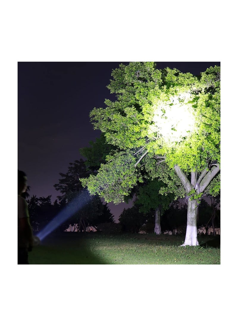 Super Bright LED Torch, Handheld Rechargeable LED Flashlight, Camping Lantern, Searchlight with Handle, for Camping Hunting Hiking, Black - Image 2