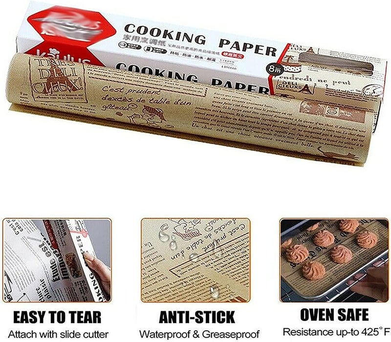 woobles Parchment Paper for Baking,High Temperature Resistant,Waterproof and Greaseproof Baking Paper,Food Baking Paper,Non-Stick Parchment Paper Roll for Baking,Cooking,Grilling (White, 1 Pcs) - Image 4