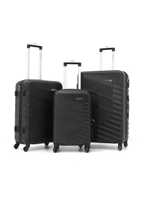 طقم حقائب سفر بعجلات من هارد شيل، 3 قطع، أسود (S-20&quot;،M-24&quot;،L-28&quot;)