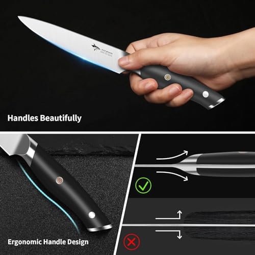 MAD SHARK 3.5 inch Paring Knife, Small Kitchen Knives Ergonomic Handle, Ultra Sharp Fruit Knife for Fruits,Vegetables, Forged Synergy by German Stainless Steel - Image 5