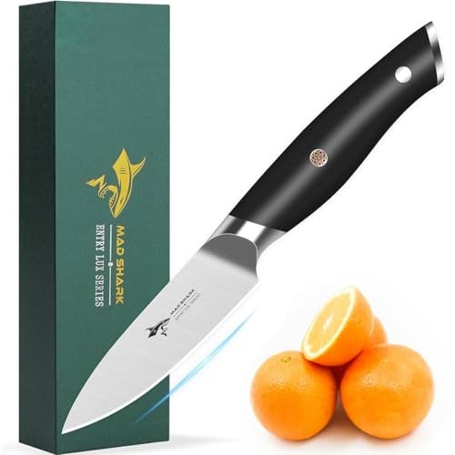 MAD SHARK 3.5 inch Paring Knife, Small Kitchen Knives Ergonomic Handle, Ultra Sharp Fruit Knife for Fruits,Vegetables, Forged Synergy by German Stainless Steel - Image 1