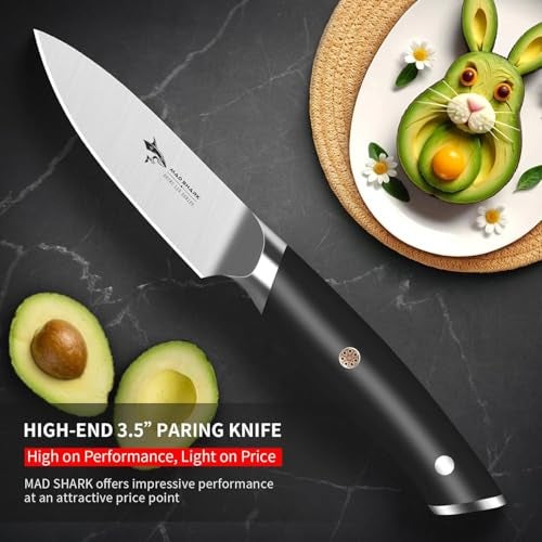 MAD SHARK 3.5 inch Paring Knife, Small Kitchen Knives Ergonomic Handle, Ultra Sharp Fruit Knife for Fruits,Vegetables, Forged Synergy by German Stainless Steel - Image 3