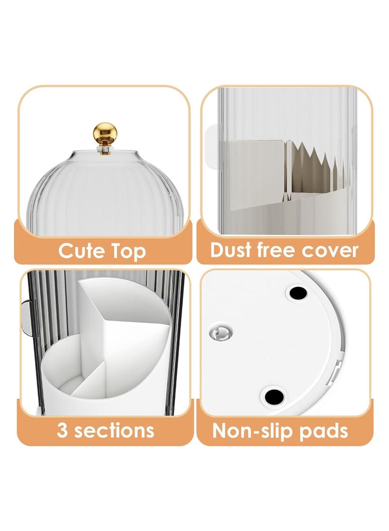 Hihonor Makeup Brush Holder Organizer with Lid,360 Rotating Clear Dustproof Makeup Brushes Organizer for Vanity Desktop Bathroom Countertop (Transparent) - Image 5