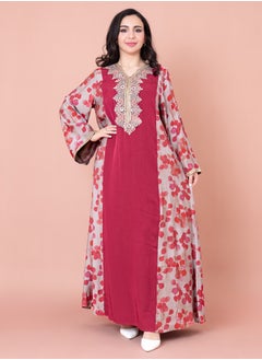 اكسا جلابية عصرية مطرزة IK1029 احمر  - Image 1