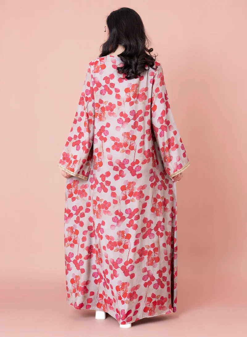 IKKXA Modern Embroidered Jalabiya IK1029 Red