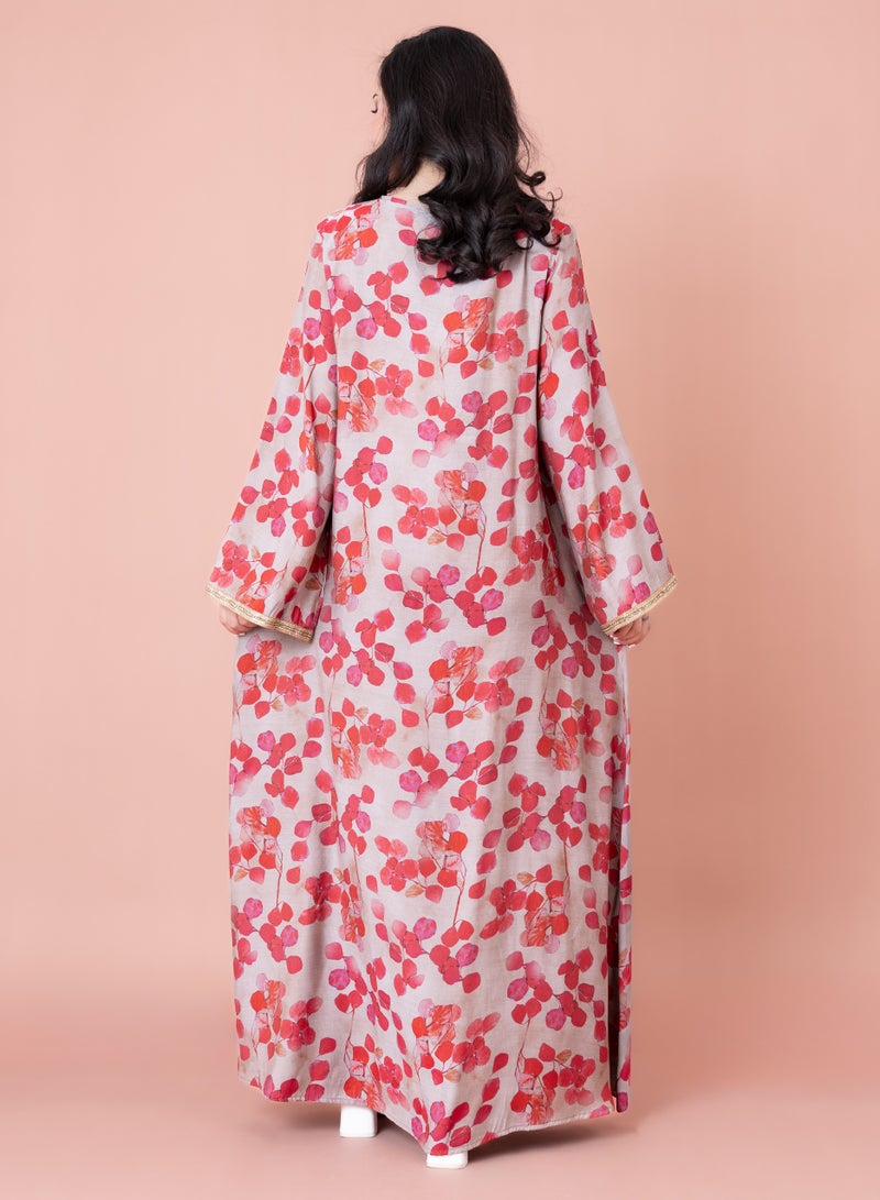 اكسا جلابية مطرزة حديثة أحمر - Image 4