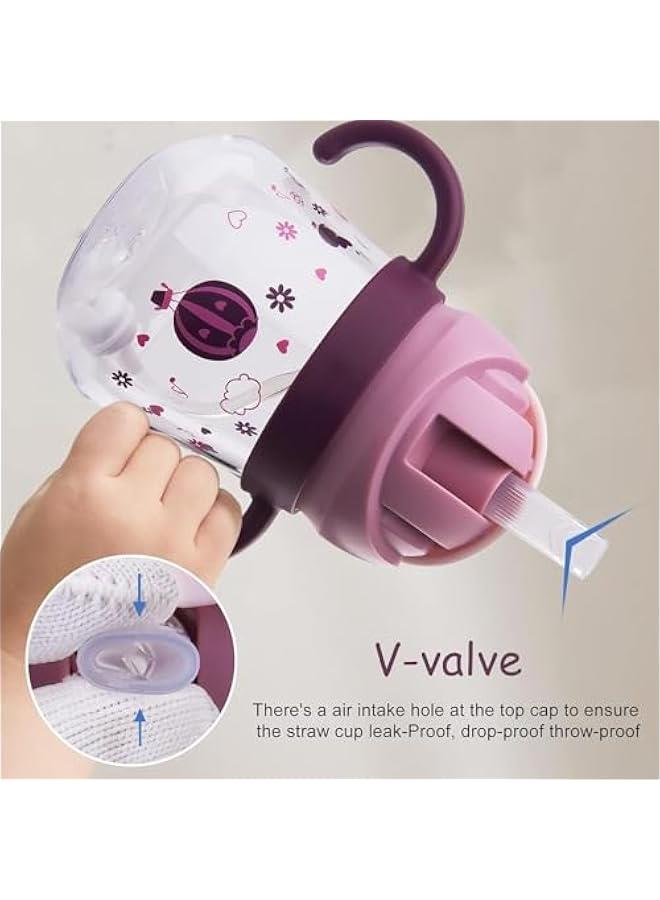 Gonice Weighted Straw Non Spill Sippy Cup For Baby, 6 - 12 Months, 260Ml, Purple - Image 3