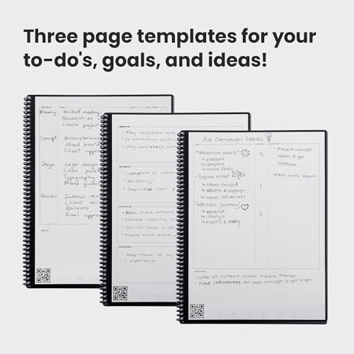 Rocketbook روكيت بوك فيوجن هجين مخطط ودفتر ملاحظات قابل لإعادة الاستخدام في واحد، صفحات فارغة إضافية، متتبع الأهداف والمشاريع، مخطط غير مؤرخ، حجم خطاب 8.5x11، أزرق (عبوة من 1) - Image 5
