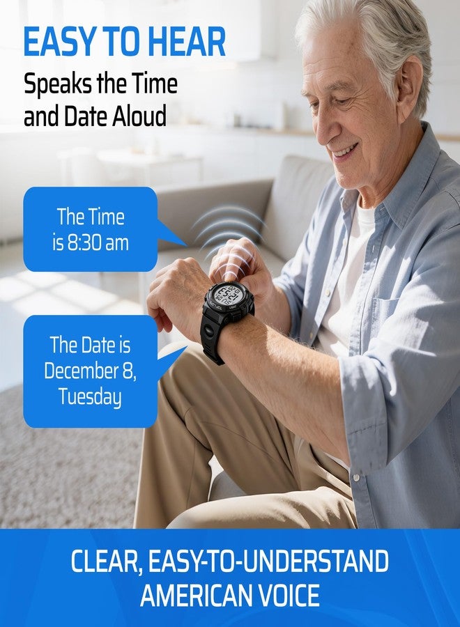TopLife Talking Watch for Seniors & Low Vision - Oversized Digits for the Blind - Image 1