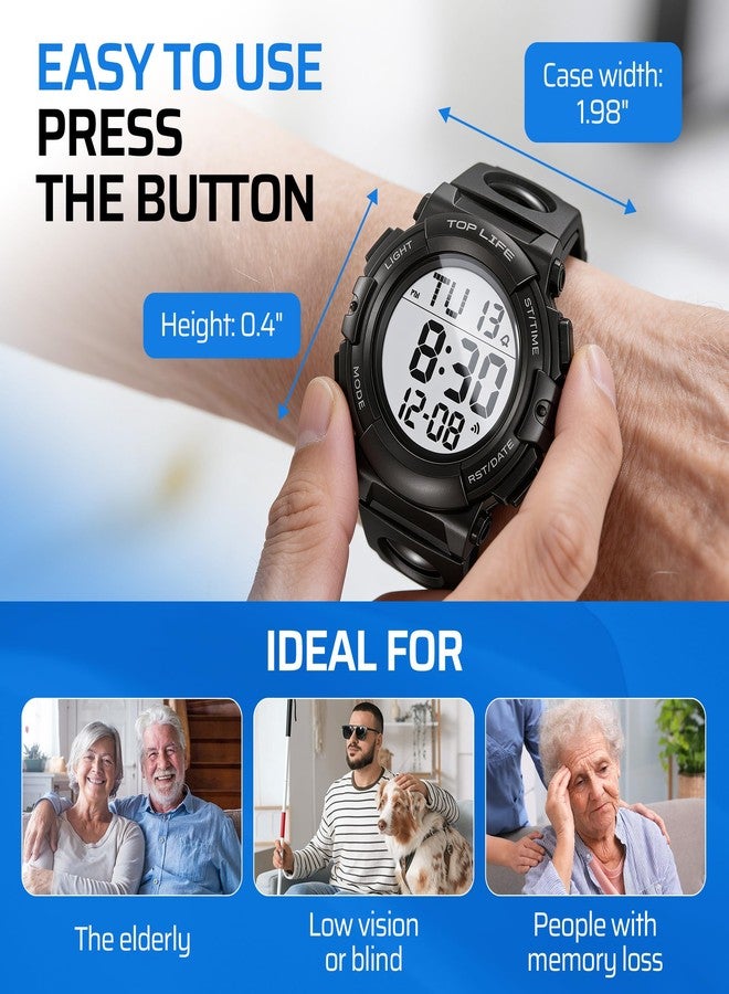 TopLife Talking Watch for Seniors & Low Vision - Oversized Digits for the Blind - Image 4