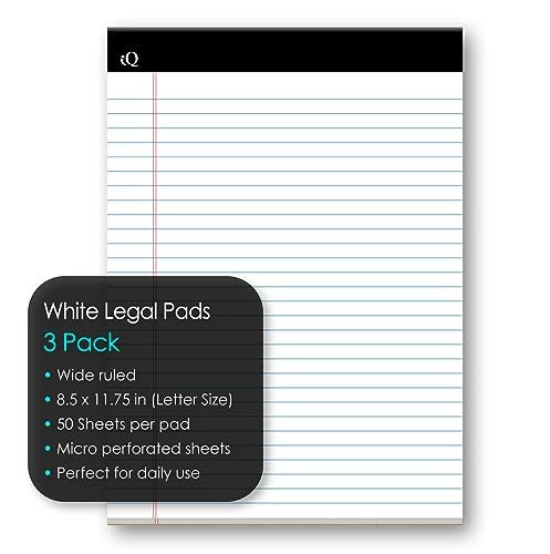iScholar دفاتر iScholar iQ القانونية، بيضاء، مسطرة عريضة، 8.5" × 11.75"، 50 ورقة لكل دفتر، عبوة من 3 دفاتر (68113) - Image 3