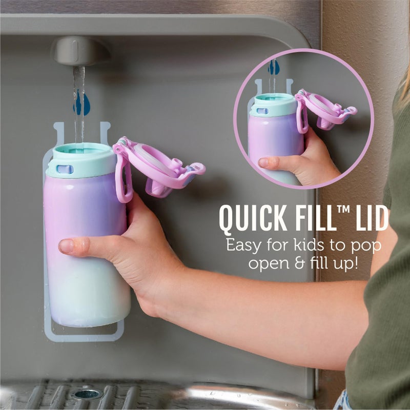 Ello Kids Pop & Fill 12oz Toddler Water Bottle with Quick Fill Lid, Double-Wall Vacuum Insulated Stainless Steel, Leak Proof, BPA Free, Sip & Chug, For School, Lunchboxes, To the Rescue - Image 3