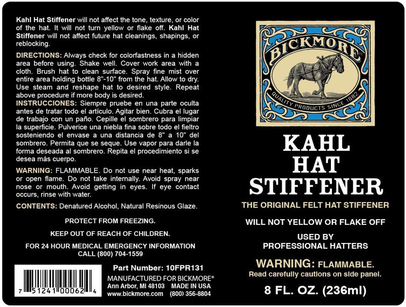 Bickmore Kahl Hat Stiffener - Great for Fabric & Felt Hat Brims - Will Not Affect Tone, Texture, or Color - Image 2