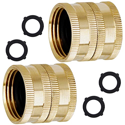 Lifynste 2 Pack 3/4" Heavy Duty Brass Garden Hose Adapter with Dual Swivel for Male Hose to Male Hose, Double Female - Image 1