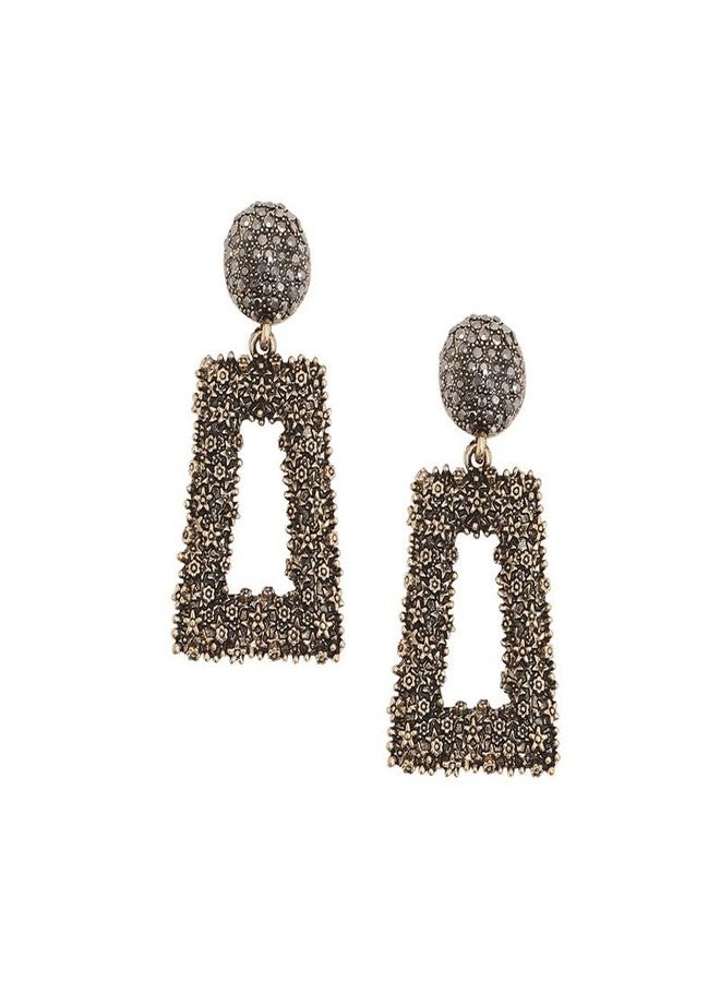 Sohi Women's Antique Geometric Cluster Drop Earrings For Casual Wear | Gold Colour | Alloy Material | Push Pin Closure | Artificial Stones Earrings | - Image 2