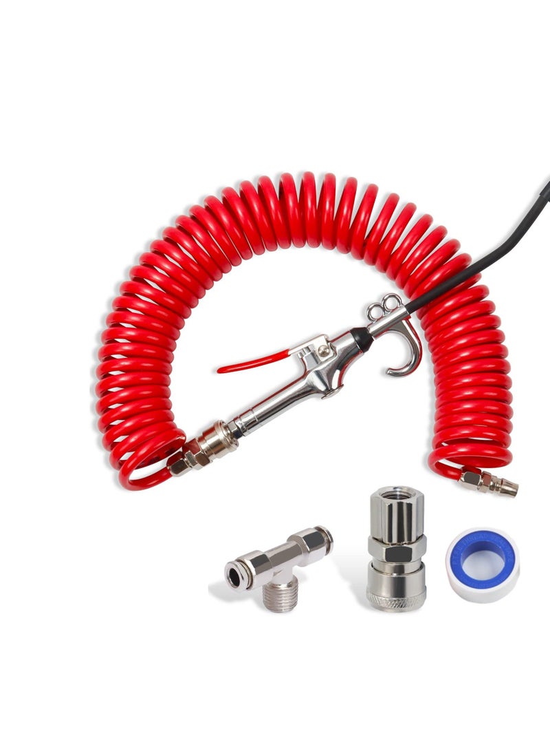 Generic Air Blow Gun with 7.5 Metre Recoil Hose, PU Spring Tube Dust Gun Set, Truck Dust Air Blow Gun Kit, Long Air Hose Coil Air Seat Blow Gun Kit, Air Duster Blow Gun Dust Cleaner with Long Nozzle  - Image 1