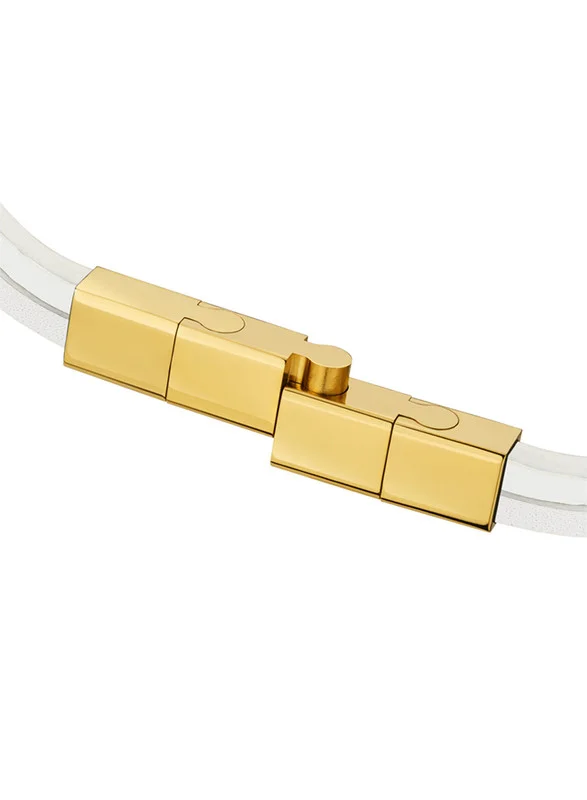 سانت هونور Logo Mens White Leather Bracelet 190+20Mm - B47 3B