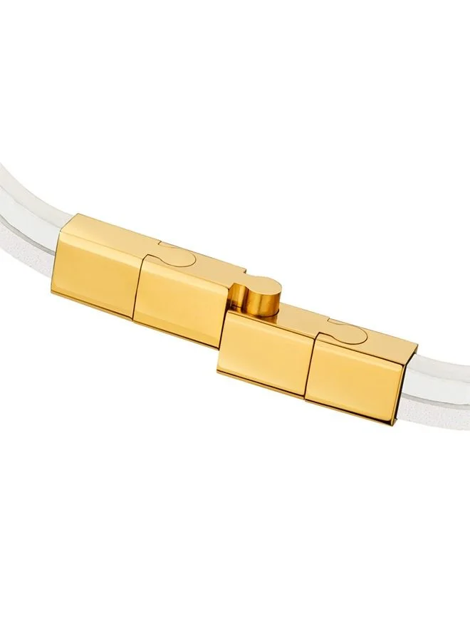 سانت هونور Logo Mens White Leather Bracelet 190+20Mm - B47 3B