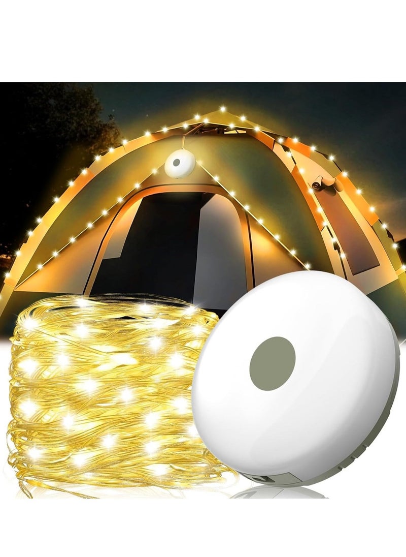 ELTRAZONE - ELTRAZONE Portable Retractable Camping String Lights, Outdoor String Lights, 10 m Waterproof LED String Lights, Portable Outdoor for Party, Camping, Garden, Warm - Image 1