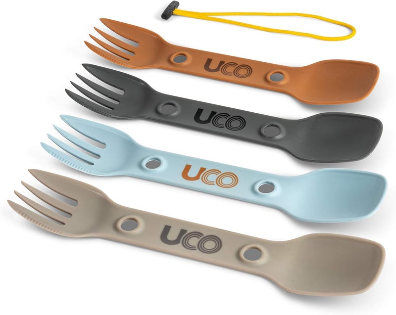 UCO Utility Spork 3-in-1 Combo Spoon-Fork-Knife Camping Utensil, 4-Pack - Image 1