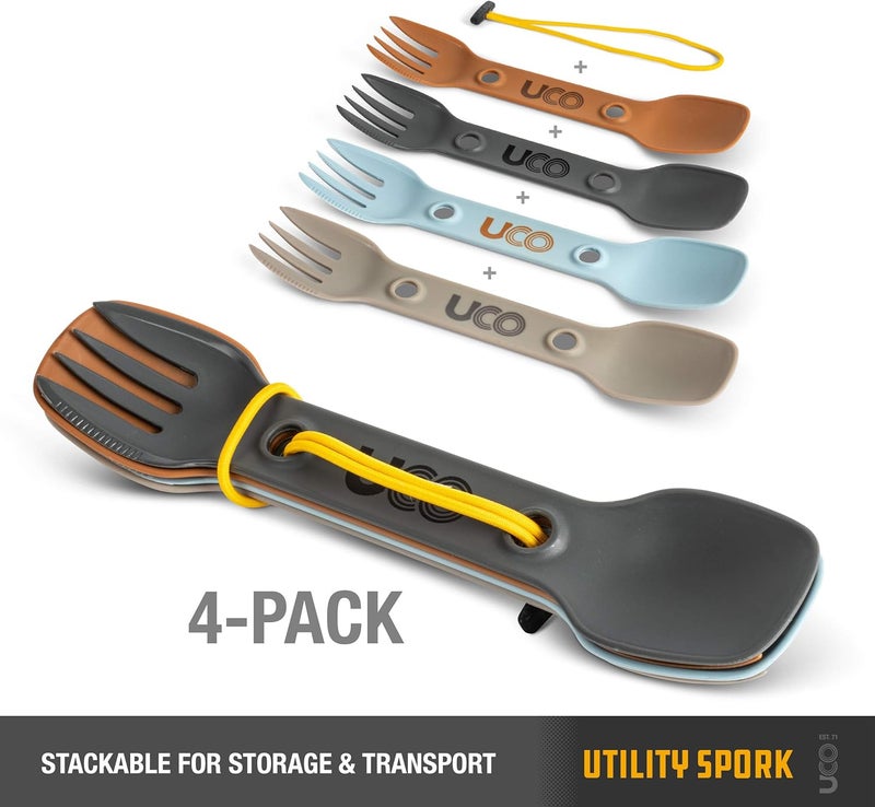 UCO Utility Spork 3-in-1 Combo Spoon-Fork-Knife Camping Utensil, 4-Pack - Image 3