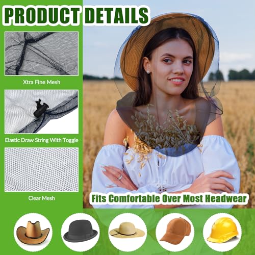 HESTYA 4 Pack Mosquito Net Face Mesh Protecting Net for Outdoor Hiking Camping Climbing Mosquito Fly Insects Preventing(Blue) - Image 2