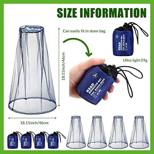 HESTYA 4 Pack Mosquito Net Face Mesh Protecting Net for Outdoor Hiking Camping Climbing Mosquito Fly Insects Preventing(Blue) - Image 3