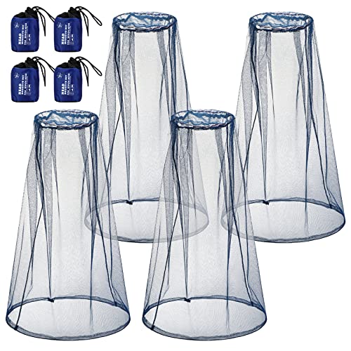HESTYA 4 Pack Mosquito Net Face Mesh Protecting Net for Outdoor Hiking Camping Climbing Mosquito Fly Insects Preventing(Blue) - Image 1