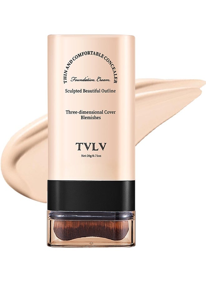 TVLV Concealer Foundation Cream Stick, 2-in-1 Long-Lasting Foundation And Concealer With Brush, Creamy Full Coverage For Dark Circles & Blemishes, Full Coverage Matte Finish For Face Makeup, Waterproof, Sweat-Resistant, Flawless Makeup - Image 1
