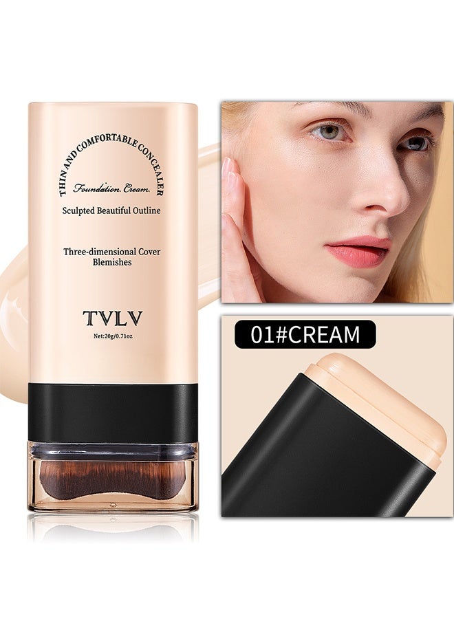 TVLV Concealer Foundation Cream Stick, 2-in-1 Long-Lasting Foundation And Concealer With Brush, Creamy Full Coverage For Dark Circles & Blemishes, Full Coverage Matte Finish For Face Makeup, Waterproof, Sweat-Resistant, Flawless Makeup - Image 2
