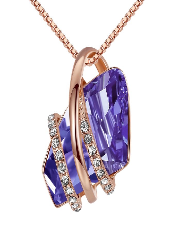 Leafael Wish Stone Pendant Necklace, Necklaces for Women with Birthstone Crystals, Jewelry for Women with Gift Box, Allergy-Free Birthstone Necklace for Women, 18K Rose Gold Plated or Silver-tone - Image 1