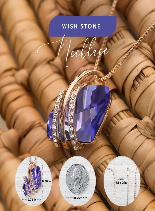 Leafael Wish Stone Pendant Necklace, Necklaces for Women with Birthstone Crystals, Jewelry for Women with Gift Box, Allergy-Free Birthstone Necklace for Women, 18K Rose Gold Plated or Silver-tone - Image 3