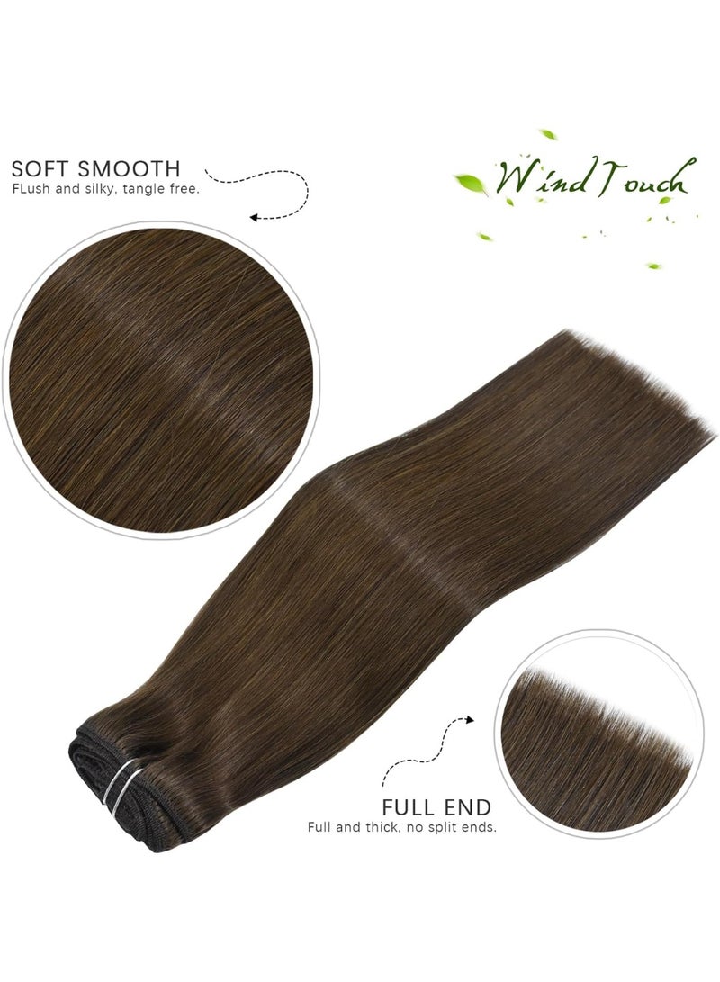 WindTouch Clip in Hair Extensions Human Hair, 22 Inch 120g 7pcs Medium Brown Hair Extensions for Women Clip in, Seamless Clip in Human Hair Soft Natural Straight for Women - Image 5