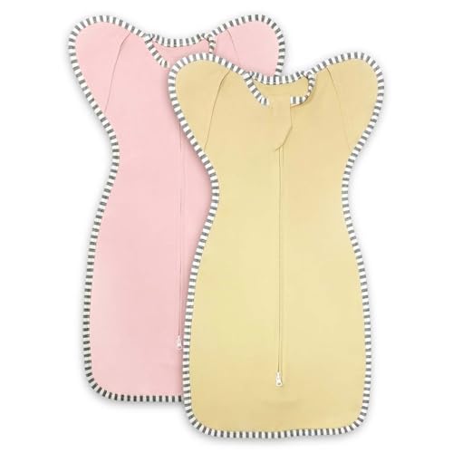 Roksuma Transition Swaddle 36 Months Sleep Sack Arms up Swaddle 2Pack Baby Swaddles 36 Months Sleeping Sack with 2Way Zipper Arms InOut 100 Cotton 08 Tog Baby Sleep Swaddles for Girl Medium 1420lbs - Image 1