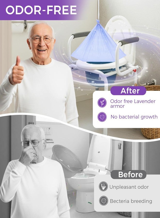 AWoHH 100 Pcs Bedside Commode Liners with Absorbent Pads, Tear-Free Leak-Proof Lavender Scented Commode Liners and Pads, Odor-Free Portable Toilet Liners & Potty Chair Bags for Disposable Adult, Bedpan - Image 4