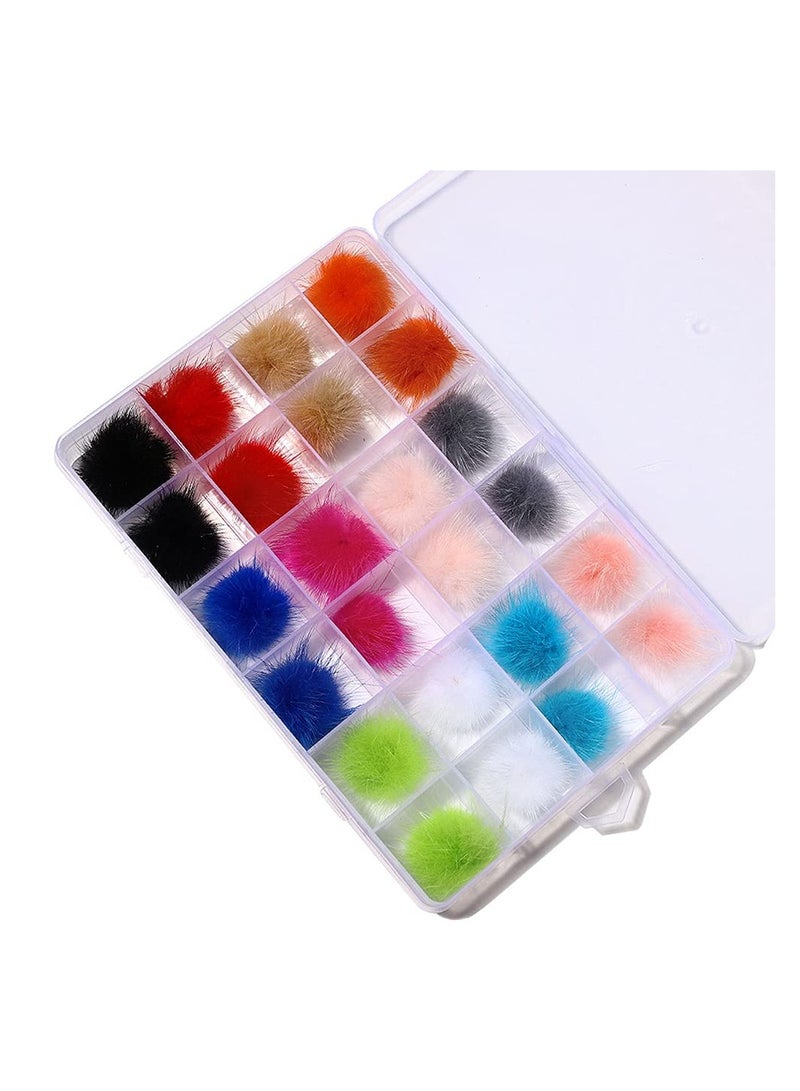 3D Magnetic Fluffy Nail Art Balls - Cute Detachable Soft Plush DIY Decorations, 12 Vibrant Colors, 24 Pcs for Creative Nail Designs - Image 1