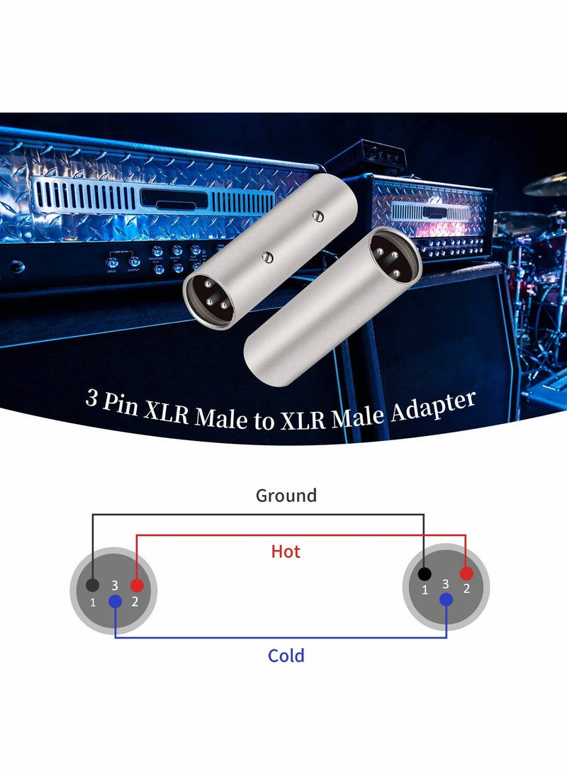 Generic 3 Pin XLR Male to Male Adapter - 2 Pack, XLR 3 Pin Male Microphone Cable Connector for Audio Equipment, Perfect for Professional Sound Systems and Recording.  - Image 3