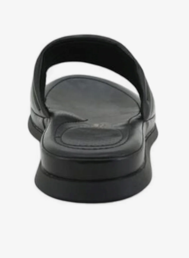 Bata Black Comfit Embossed Slip On Sandals for Women | Best Price UAE