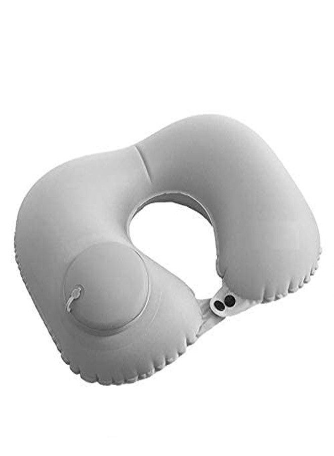 RATEHALF Inflatable Travel Neck Pillow Air Pump Comfortable U-Shape Headrest Support with Compression Bag for Office Train Car Airplane Sleep Cushion - Image 1